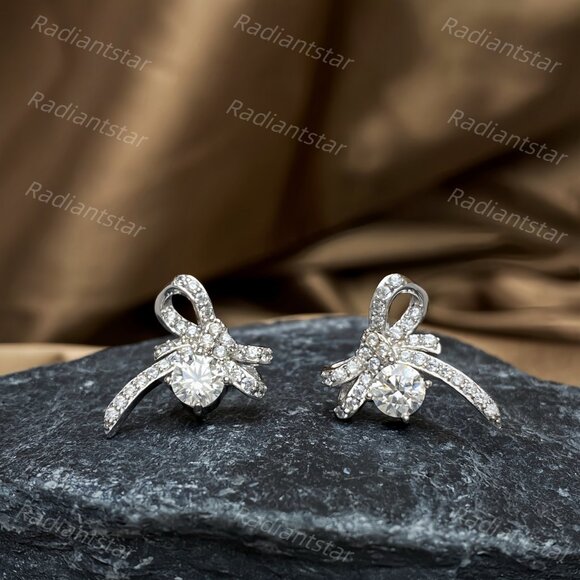 NEW Certified 1ct. t.w. Moissanite Bow Knot Earrings - Picture 5 of 7